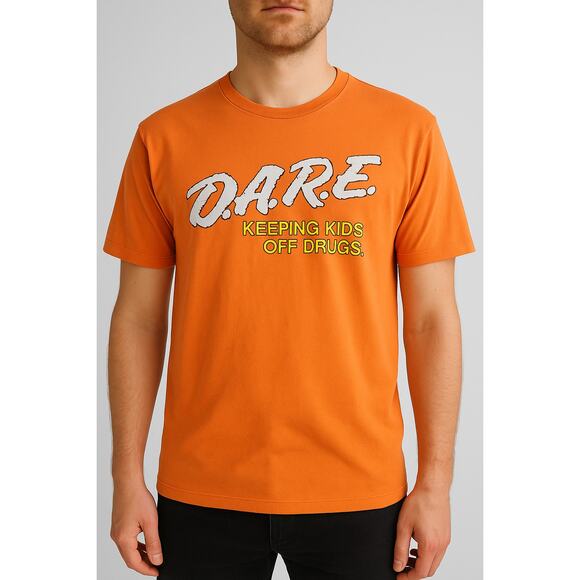 Retro D.A.R.E. Men’s T-Shirt Orange Cotton Graphic XL Tee - Picture 1 of 6
